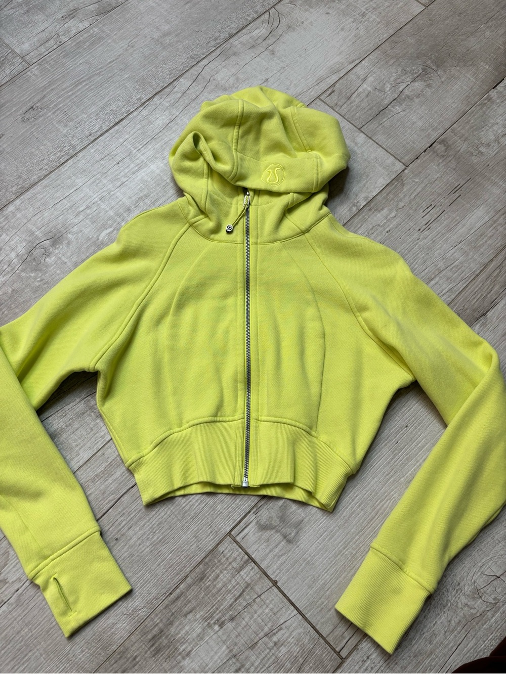lululemon Neon Yellow Cropped Zip Hoodie